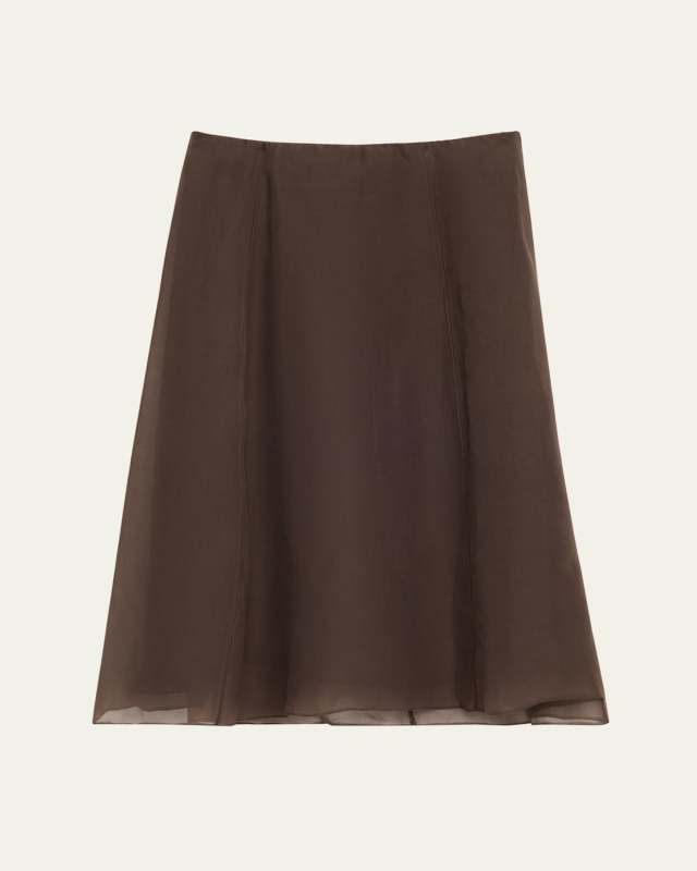 Crispy Silk Chiffon Midi Skirt